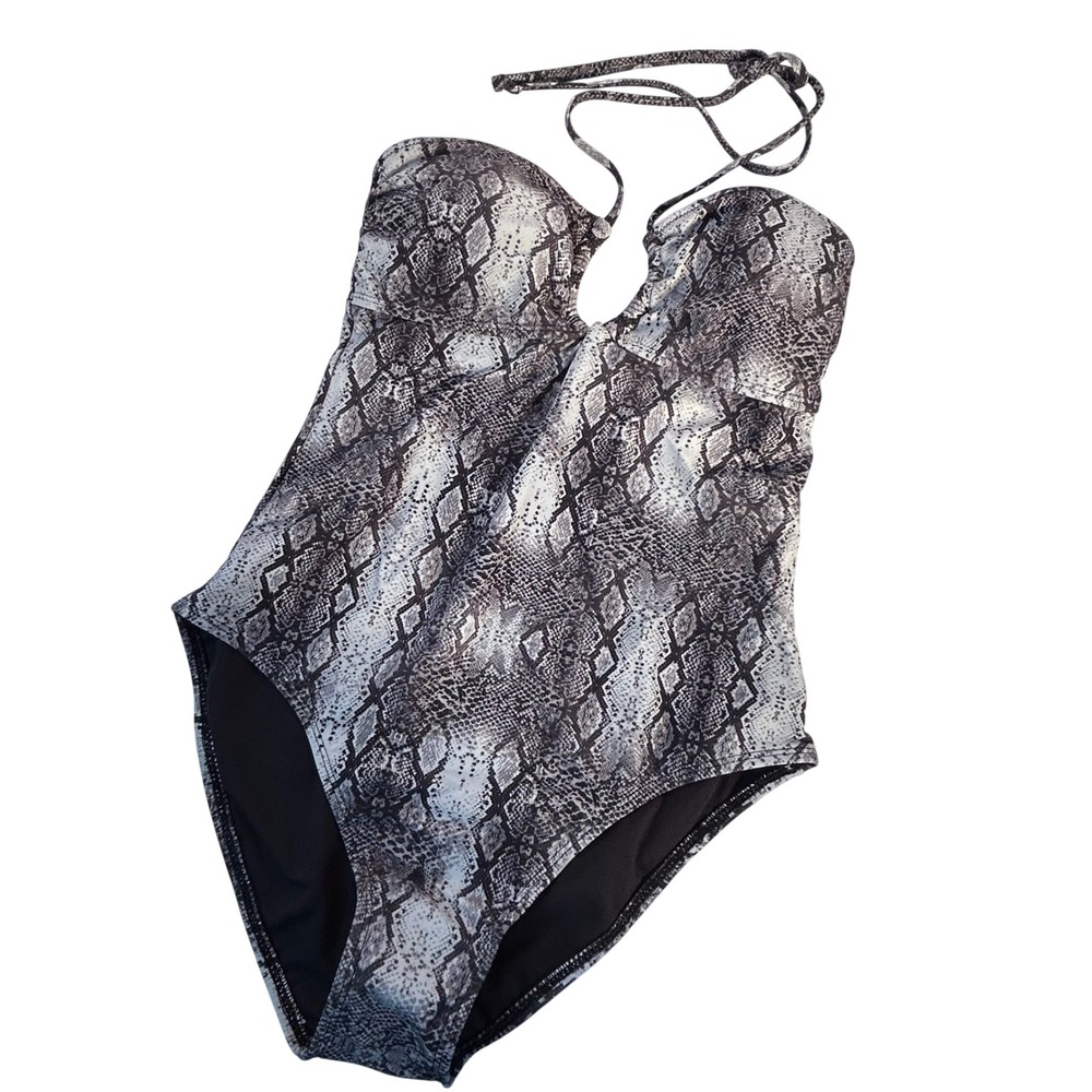 Rachel Roy One Piece Swimsuit Snake Print Halter Neck Women's‎ Size S